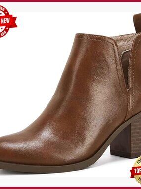 Cut Out Ankle Boots Chunky Stacked Heel Almond Toe Slip On Western Booties